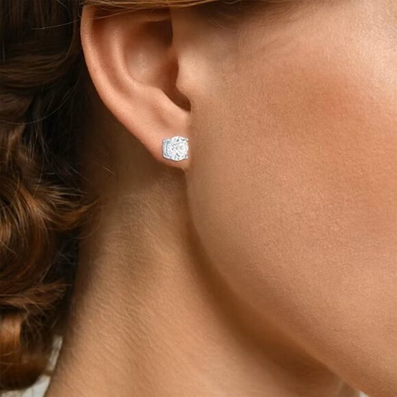 Sterling Silver Lab Created White Sapphire Earrings - Picture 3 of 3